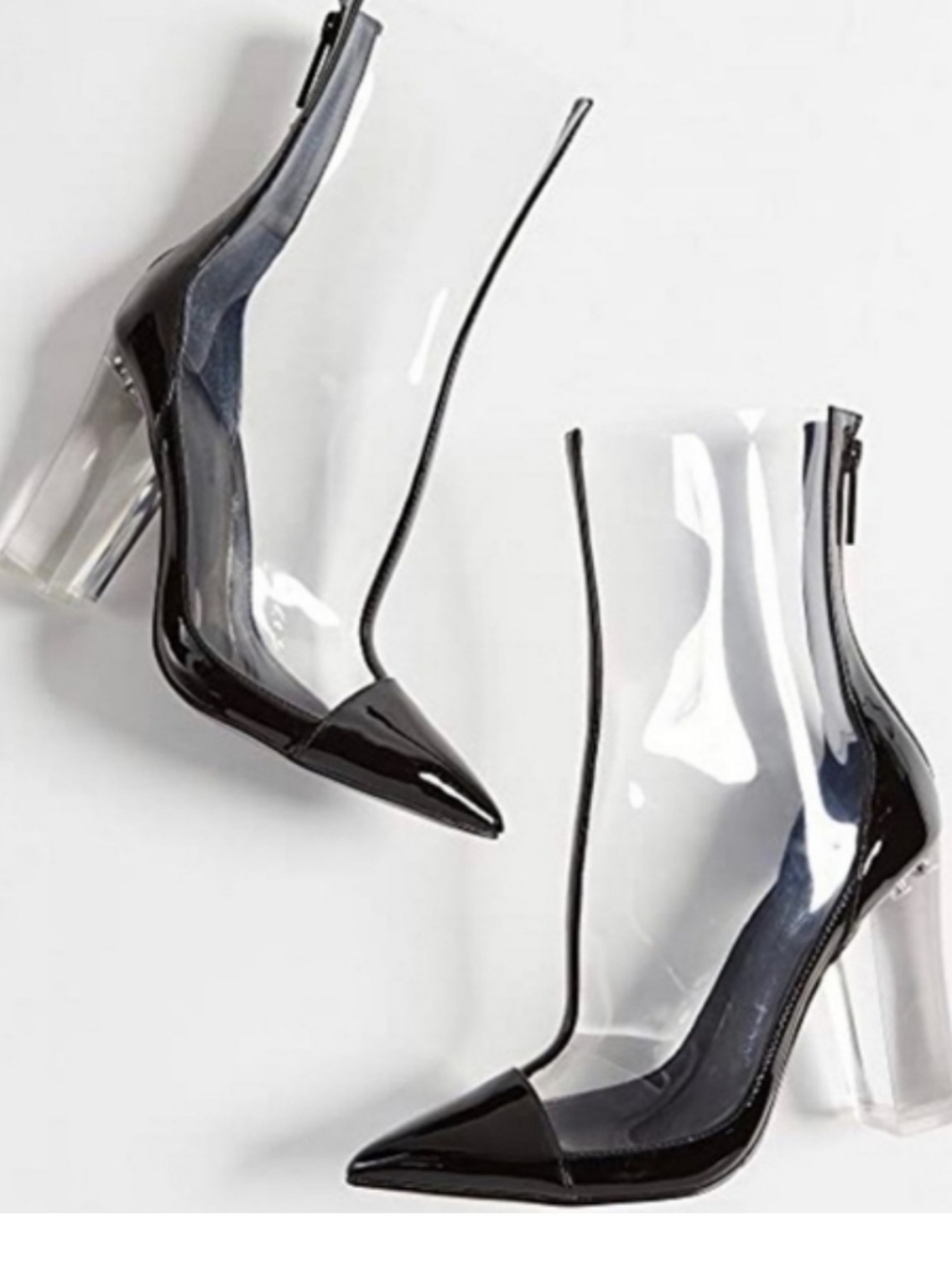 Kendall & Kylie Black and Clear Pointed Toe PVC Ankle Boots